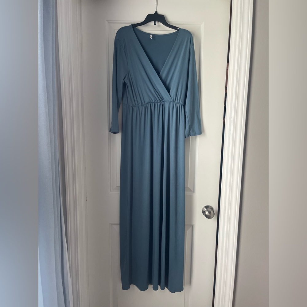 Mother Bee Maternity Blue Long Sleeve Dress
